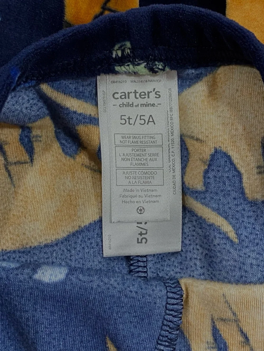 Carter's Cozy Fleece Navy Dinosaur Print 2-piece Pajamas Set Size 5T